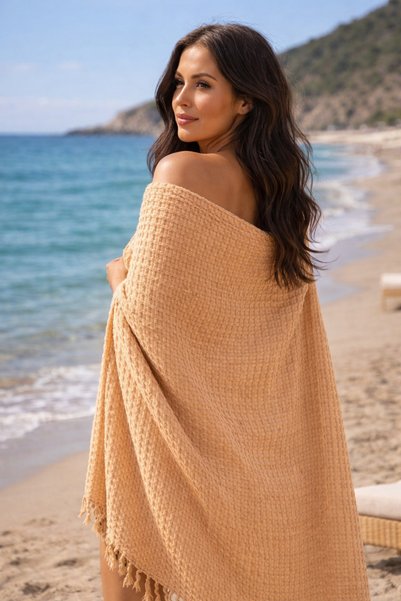 SHAL HOME Premium Waffle Beach Towel 100X200 cm – 100% Cotton Soft Touch