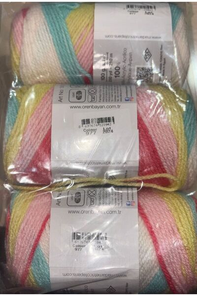 Ören Bayan Favourite Batik 977 Pink Blue Yellow 3-Pack 100Gr