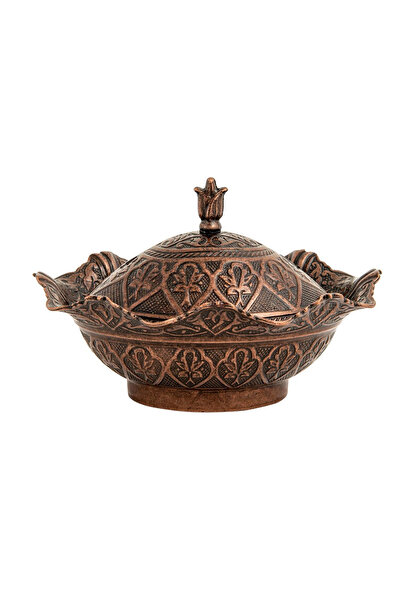 Generic وعاء سكر على الطراز العثماني من الزاماك مع غطاء بلون برونزي أحمر، تصم...