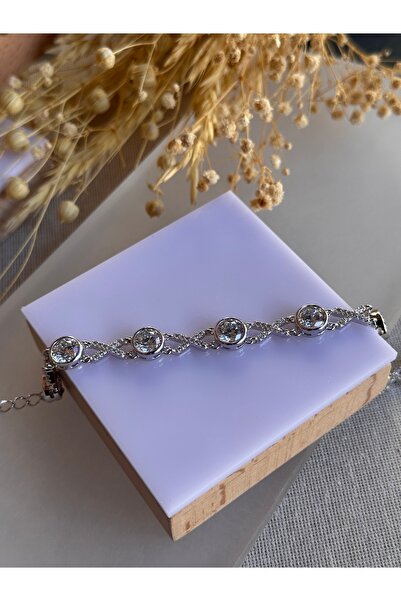 Bade Jewelry Xuping Silver Braided Model Round Stone Detailed Stylish Non-Tar...