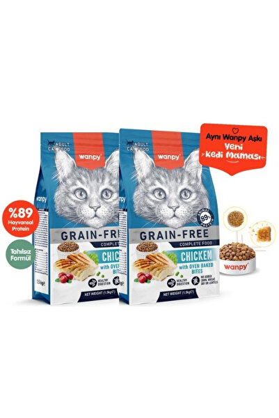 Wanpy Tahılsız Tavuklu Yetişkin Kedi Maması 1,5Kg X 2 Adet