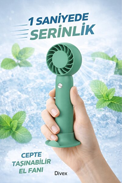 Divex Mini Taşınabilir Sessiz El Fanı - 3 Kademeli Şarjlı Fan