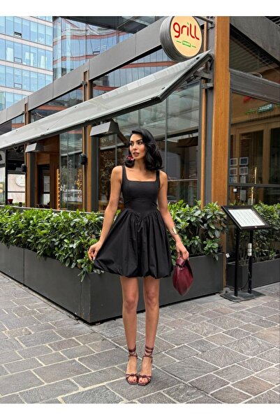 ÇEÇİM Γυναικείο Μίνι Φόρεμα με Τετράγωνο Γιακά και Φούστα Μπαλόνι ZYN-58918