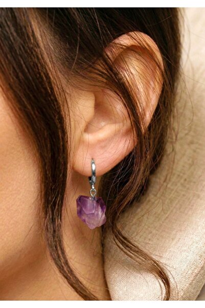 LADYMİRAGE Amethyst Stone Steel Earrings