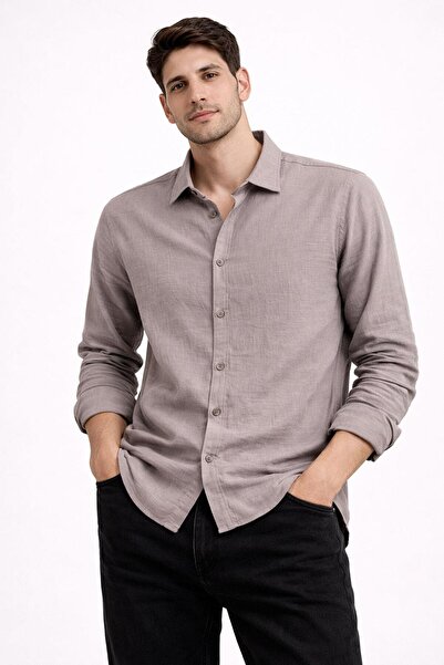 CLASSİCS MEN Ανδρικό βαμβακερό κανονικό φαρδύ μακρυμάνικο πουκάμισο Huffa 7585