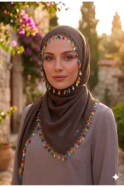 ÇEÇEN HOME Πολύχρωμο κεντημένο με χάντρες και κεντητό σχέδιο, Τυλιχτό μαντήλι...