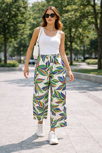 ECK MODA Women's Viscose Fabric Digital Printed Skirted Trousers