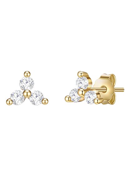 Lulu & Jane Modeschmuckohrstecker Ohrstecker gelbgold Zirkonia weiß