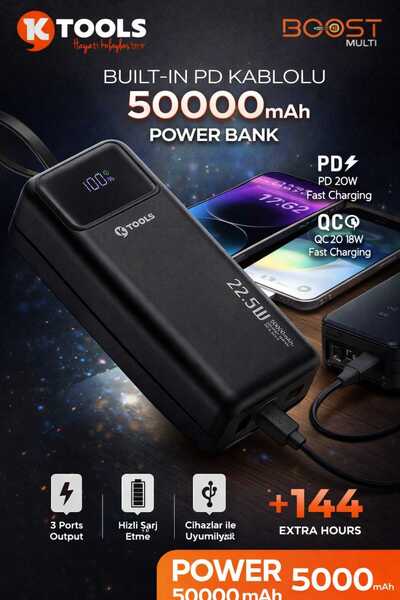 Ktools Boost Multi 50.000 mAh Hızlı Şarj Destekli Powerbank