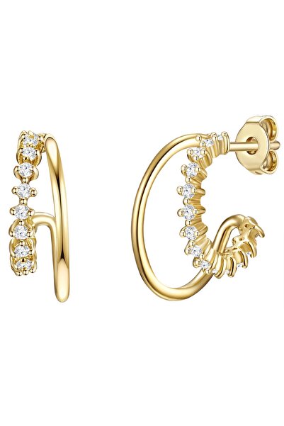Lulu & Jane Modeschmuckohrstecker Ohrstecker gelbgold Zirkonia weiß