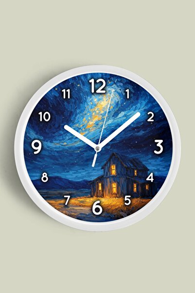 JHAAR Ρολόι τοίχου με σχέδιο ελαιογραφίας – Καλλιτεχνικό, αφηρημένο, μποέμ κα...