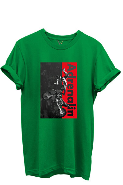 WİDİ Tricou Motocross Freestyle Adrenaline imprimat 100% bumbac verde cu croi...