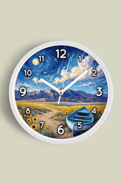 JHAAR Ρολόι τοίχου με σχέδιο ελαιογραφίας – Καλλιτεχνικό, αφηρημένο, μποέμ κα...