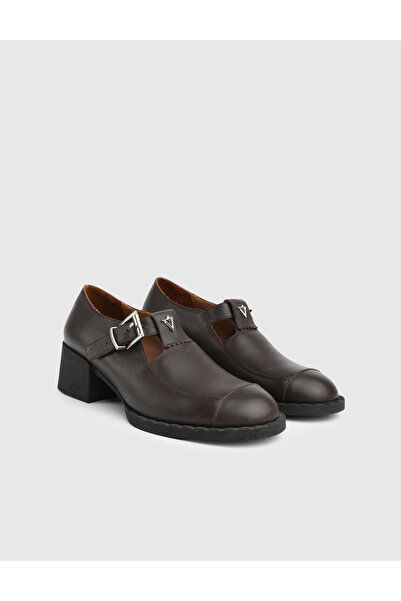 İLVİ Pantofi cu toc înalt pentru femei Jax din piele naturală maro