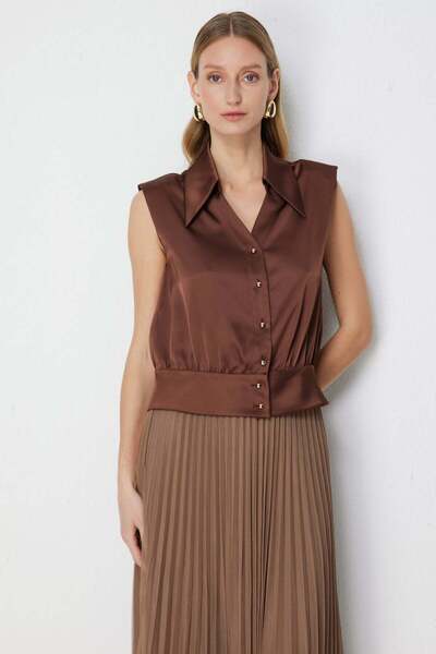 Ekol Αμάνικη σατέν μπλούζα με γιακά πόλο