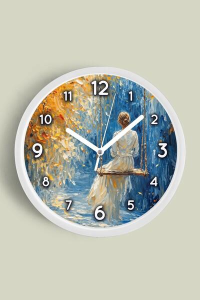 JHAAR Ρολόι τοίχου με σχέδιο ελαιογραφίας – Καλλιτεχνικό, αφηρημένο, μποέμ κα...