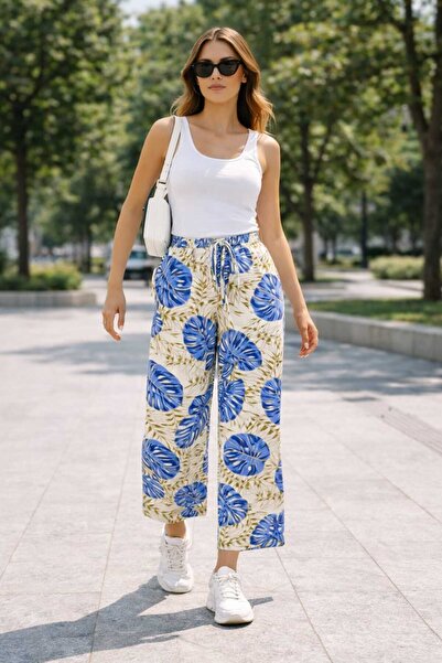 ECK MODA Women's Linen Fabric New Season Loose Fit Comfortable Trousers with ...