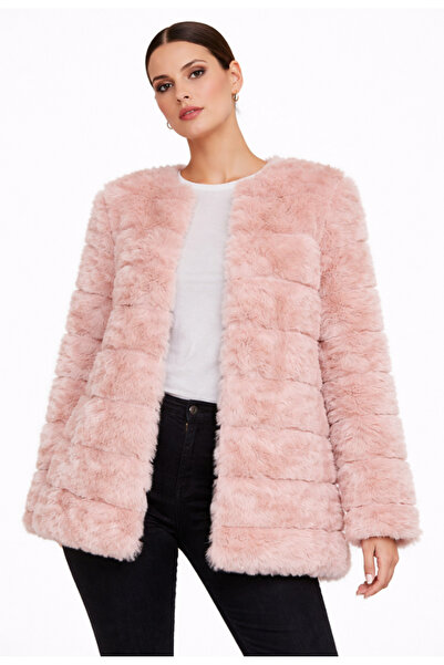 Nobrand Ανοιχτό ροζ μπουφάν από τεχνητή γούνα χωρίς κούμπωμα – Κομψό μοντέλο,...