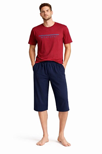 DRESSY LIFE Ανδρικό σετ πιτζάμες Κάπρι με κοντά μανίκια