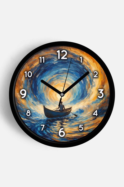 JHAAR Ρολόι τοίχου με σχέδιο ελαιογραφίας – Καλλιτεχνικό, αφηρημένο, μποέμ κα...