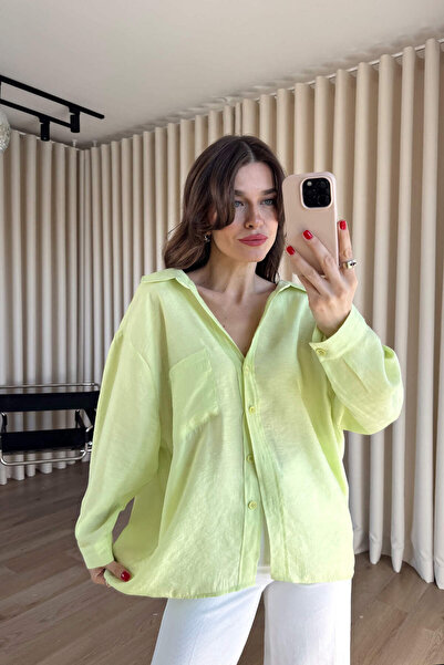 Sue Store Πράσινο νέον υπερμεγέθες υφασμάτινο πουκάμισο Modal