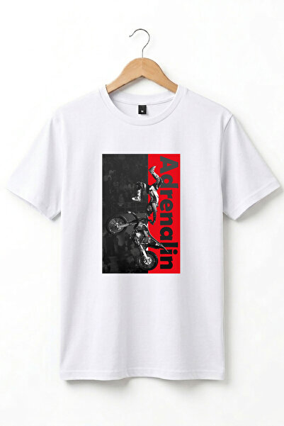 WİDİ Μπλουζάκι Motocross Freestyle Adrenaline με στάμπα, 100% βαμβακερό, λευκ...