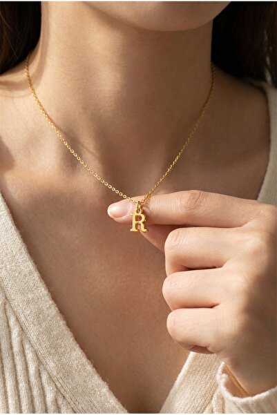 neshely jewelry 14 Ayar Altın Kaplama Harf Kolye(İstenilen Harf)
