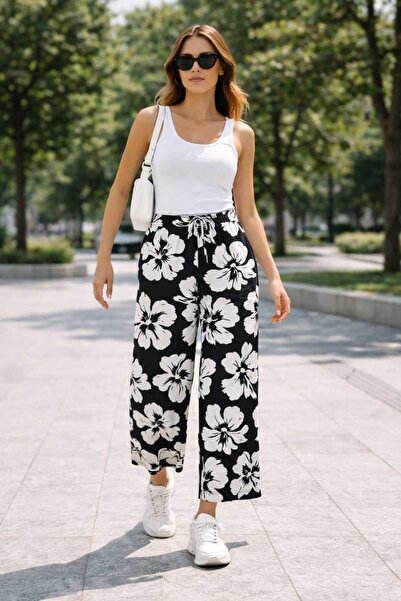 ECK MODA Women's Viscose Fabric Digital Printed Skirted Trousers