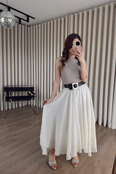 Sue Store Φούστα σε χρώμα σαμπάνιας με ελαστική μέση και επένδυση