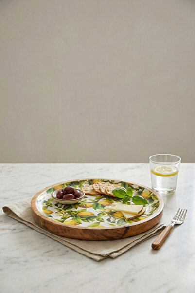 Poomy Mango Ağacı Limon Desenli Servis ve Sunum Tabağı 25 cm