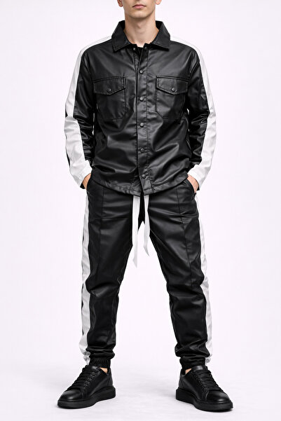 vulgariromania UNISEX Set Black Eco-Leather – Shirt and Fashion Casual Pants ...