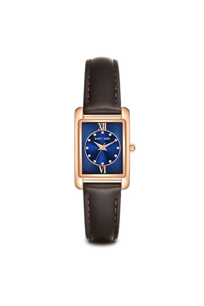 eastside Quarzuhr Damen Quarzuhr roségold Echtleder braun