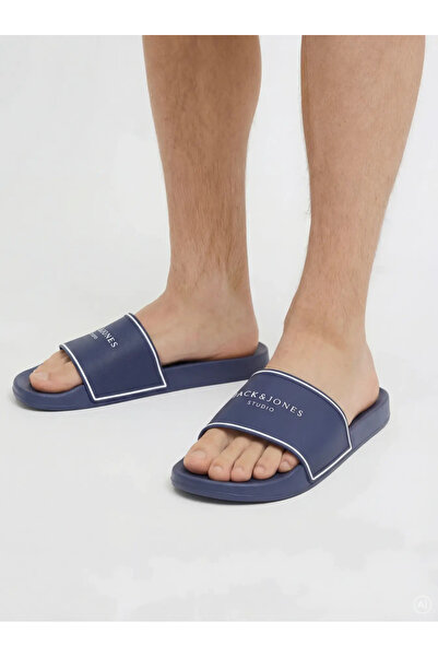 Jack & Jones Ανδρικές παντόφλες σε μπλε ναυτικό χρώμα με άνετη σόλα και λογότ...