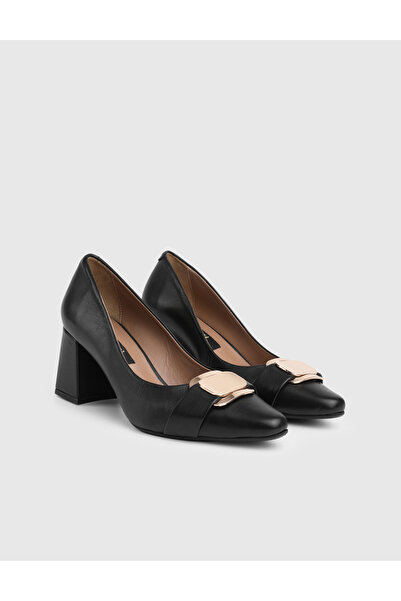 İLVİ Γυναικεία παπούτσια με μαύρο τακούνι από γνήσιο δέρμα Onyx
