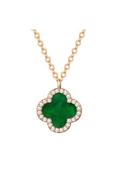 Lulu & Jane Modeschmuckhalskette Kette mit Anhänger gelbgold Zirkonia weiß Ac...