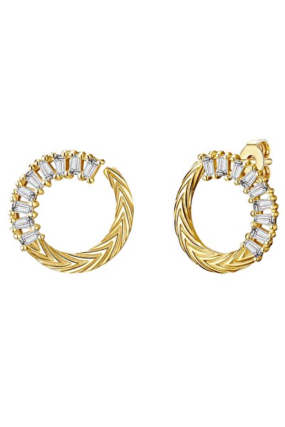 Lulu & Jane Modeschmuckohrstecker Ohrstecker gelbgold Zirkonia weiß