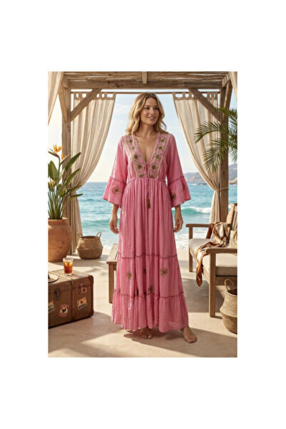 FeteRL Μποέμ Φόρεμα Αλίσια ροζ ηλιόλουστο