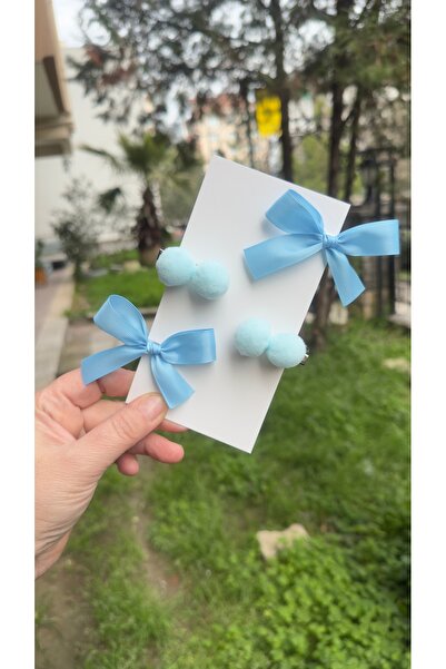Toka Perisi Plavi Bonibon set kopči sa pompon trakom (3 - 4 cm metalna kopča)