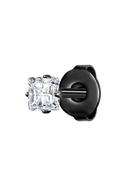 True Rebels Edelstahlohrstecker Ohrstecker Edelstahl schwarz Zirkonia weiß