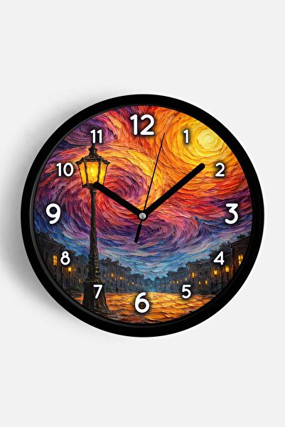 JHAAR Ρολόι τοίχου με σχέδιο ελαιογραφίας – Καλλιτεχνικό, αφηρημένο, μποέμ κα...