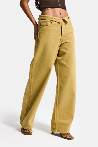 it's basic Γυναικείο τζιν με μουστάρδα 6s6-186, ίσια γραμμή, με λεπτομέρεια ζ...