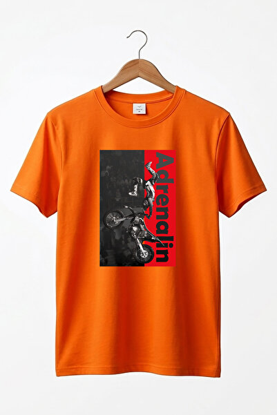 WİDİ Μπλουζάκι Motocross Freestyle με στάμπα αδρεναλίνης, 100% βαμβακερό, πορ...