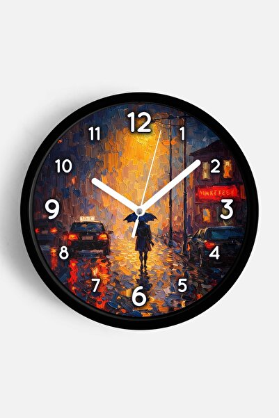 JHAAR Ρολόι τοίχου με σχέδιο ελαιογραφίας – Καλλιτεχνικό, αφηρημένο, μποέμ κα...