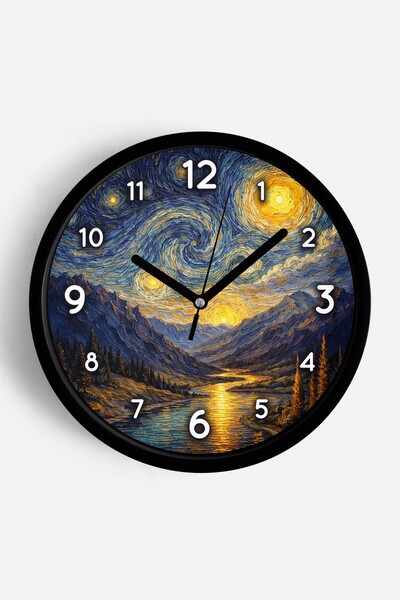 JHAAR Ρολόι τοίχου με σχέδιο ελαιογραφίας – Καλλιτεχνικό, αφηρημένο, μποέμ κα...