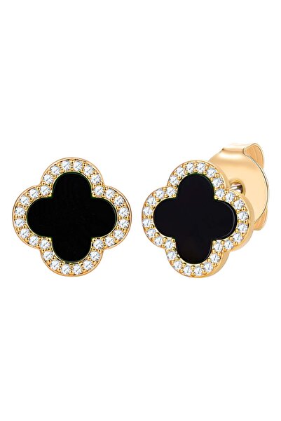 Lulu & Jane Modeschmuckohrstecker Ohrstecker gelbgold Zirkonia weiß Acryl sch...
