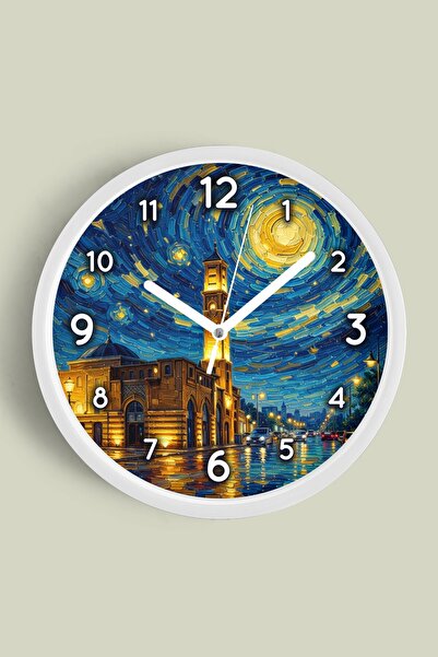 JHAAR Ρολόι τοίχου με σχέδιο ελαιογραφίας – Καλλιτεχνικό, αφηρημένο, μποέμ κα...