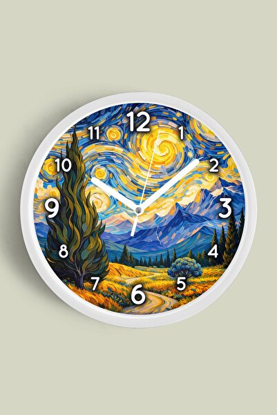 JHAAR Ρολόι τοίχου με σχέδιο ελαιογραφίας – Καλλιτεχνικό, αφηρημένο, μποέμ κα...