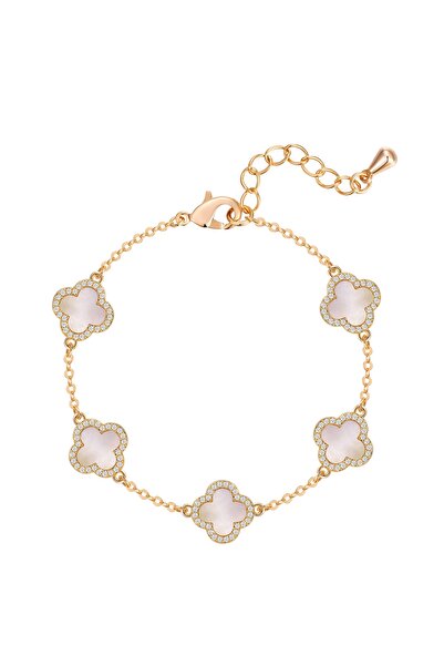 Lulu & Jane Modeschmuckarmband Armband gelbgold Zirkonia weiß Perlmutt weiß