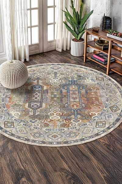 BigArts Home Etnik Vintage Desenli Çok Renkli Salon Mutfak Kilim Yolluk Ve Yu...
