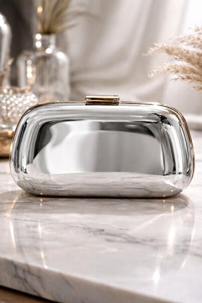 Firibu Mermer Desenli Abiye Çanta Krem Bej Clutch Gold Detaylı Şık Davet Gece ✨